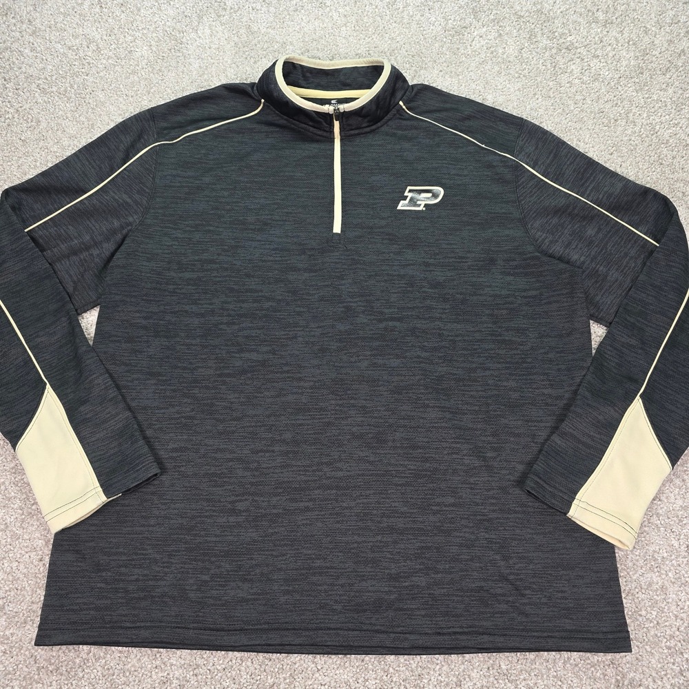 Colosseum Purdue Boilermakers Mens XL Quarter Zip Pullover Gray Heathered Logo
